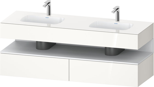 Duravit Qatego built-in washbasin with console washbasin base, 1600x550x600mm, niche white matt, double washbasin, QA4797018