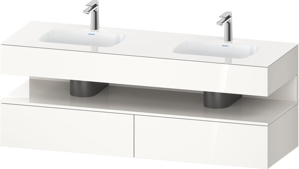 Duravit Qatego built-in washbasin with console washbasin base, 1600x550x600mm, niche white high gloss, double washbasin, QA4797022