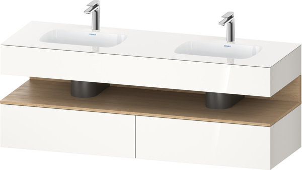 Duravit Qatego built-in washbasin with console washbasin base, 1600x550x600mm, niche natural oak, double washbasin, QA4797030