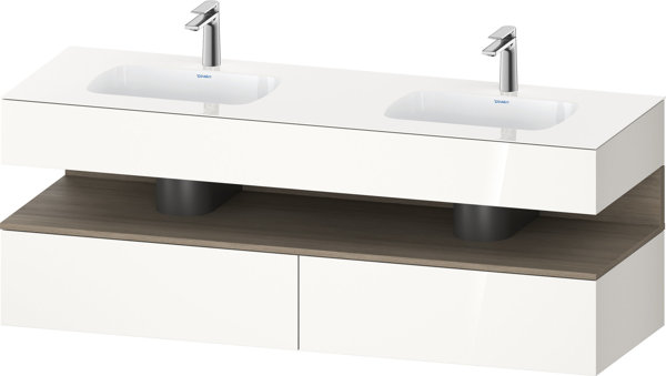 Duravit Qatego built-in washbasin with console washbasin base, 1600x550x600mm, niche oak terra, doub...