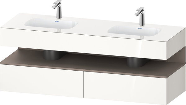 Duravit Qatego built-in washbasin with console washbasin base, 1600x550x600mm, niche basalt matt, double washbasin, QA4797043