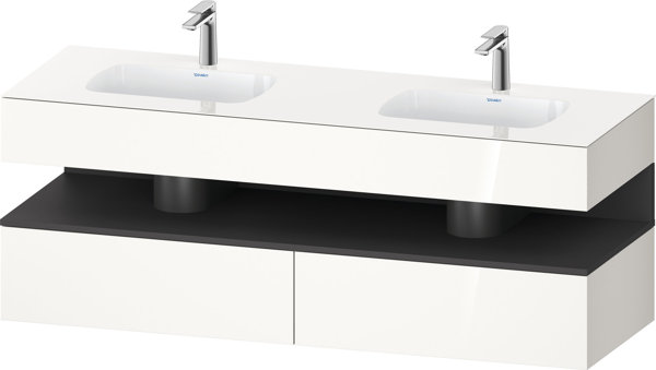 Duravit Qatego built-in washbasin with console washbasin base, 1600x550x600mm, niche graphite matt, ...