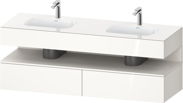 Duravit Qatego built-in washbasin with console washbasin base, 1600x550x600mm, niche white supermatt, double washbasin, QA4797084