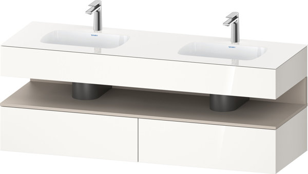 Duravit Qatego built-in washbasin with console washbasin base, 1600x550x600mm, niche taupe matt, double washbasin, QA4797091