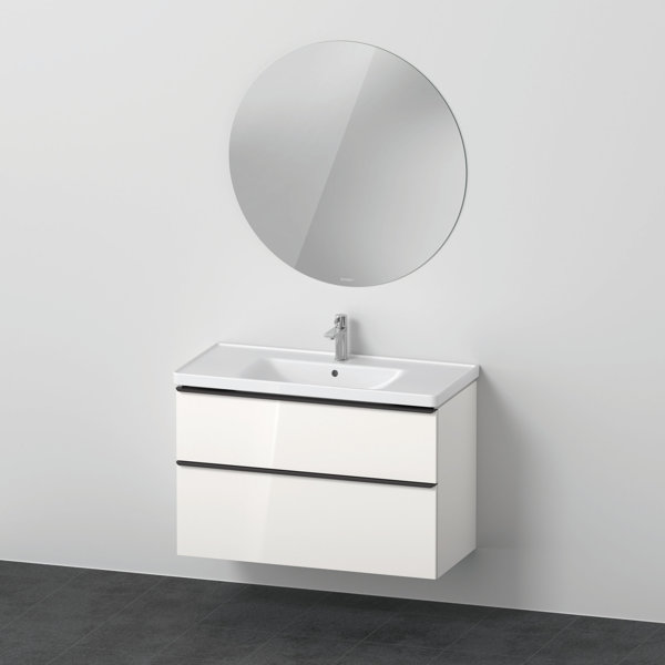 D-Neo furniture set, furniture washbasin with wall-mounted vanity unit and LED mirror (round), 1000x...