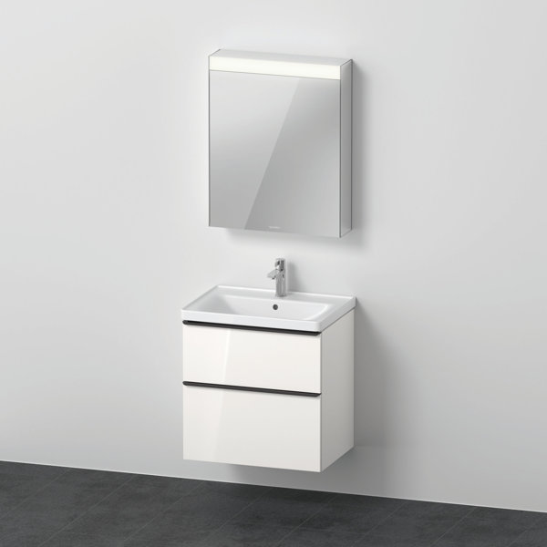 D-Neo furniture set, furniture washbasin with wall-mounted vanity unit and LED mirror cabinet (stop ...