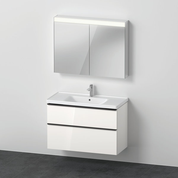 D-Neo furniture set, furniture washbasin with wall-mounted vanity unit and LED mirror cabinet, 1000x...