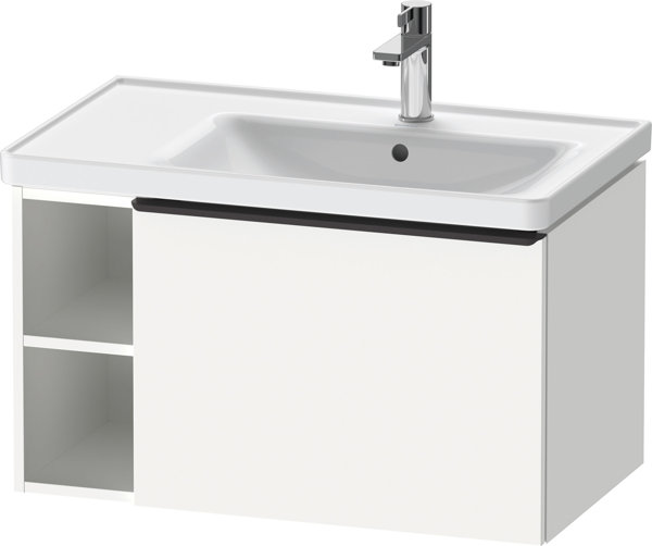 Duravit D-Neo, wall-mounted vanity unit, width 784 x depth 452mm, 1x pull-out, 1x shelf element on side (left), with handle, DE42570