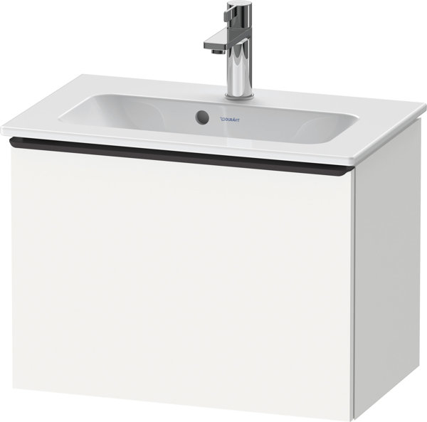 Duravit D-Neo, vanity unit wall-mounted Compact, width 610 x depth 372mm, 1x pull-out, with handle, DE42680