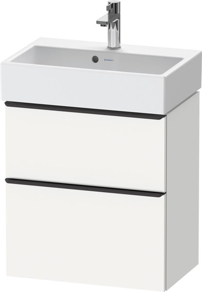 Duravit D-Neo, vanity unit wall-mounted Compact, width 584 x depth 372mm, 1x drawer, 1x pull-out, wi...