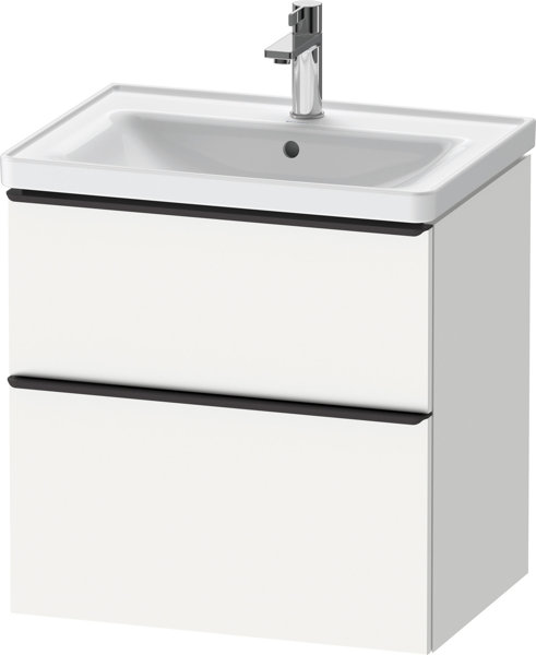 Duravit D-Neo, wall-mounted vanity unit, width 634 x depth 452mm, 1x drawer, 1x pull-out, with handl...