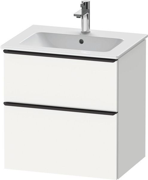 Duravit D-Neo, wall-mounted vanity unit, width 610 x depth 462mm, 1x drawer, 1x pull-out, with handl...