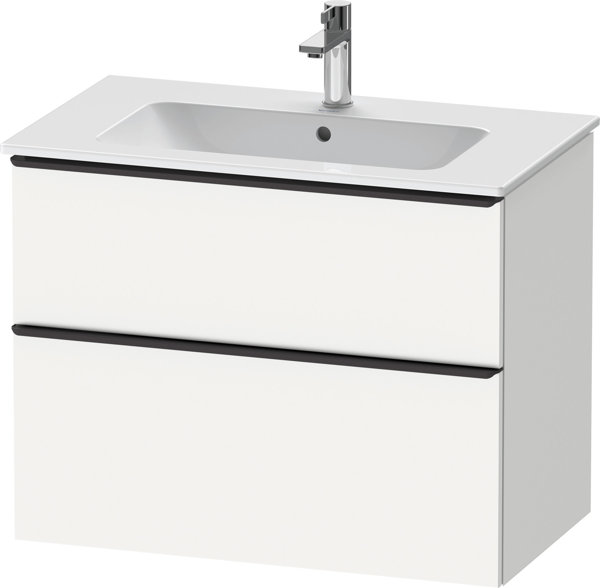 Duravit D-Neo, wall-mounted vanity unit, width 810 x depth 462mm, 1x drawer, 1x pull-out, with handl...