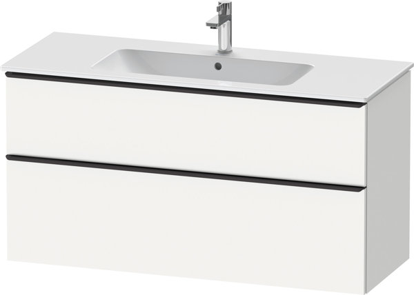 Duravit D-Neo, wall-mounted vanity unit, width 1210 x depth 462mm, 1x drawer, 1x pull-out, with hand...