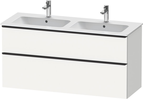 Duravit D-Neo, wall-mounted vanity unit, width 1280 x depth 462mm, 1x drawer, 1x pull-out, with hand...