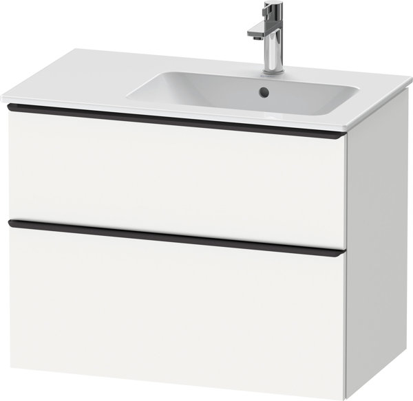 Duravit D-Neo, wall-mounted vanity unit, width 810 x depth 462mm, 1x drawer, 1x pull-out, with handl...