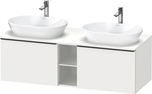 Duravit D-Neo, wall-mounted vanity unit (cut-out on both sides), width 1400 x depth 550mm, 2x drawers, 1x open shelf, with handle, DE4950B