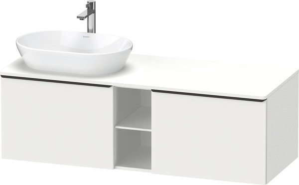 Duravit D-Neo, wall-mounted vanity unit (cut-out left), width 1400 x depth 550mm, 2x drawers, 1x open compartment, with handle, DE4950L