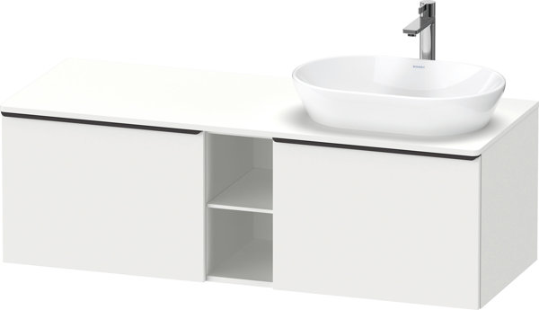 Duravit D-Neo, vanity unit wall-hung (cut-out right), width 1400 x depth 550mm, 2x drawers, 1x open compartment, with handle, DE4950R