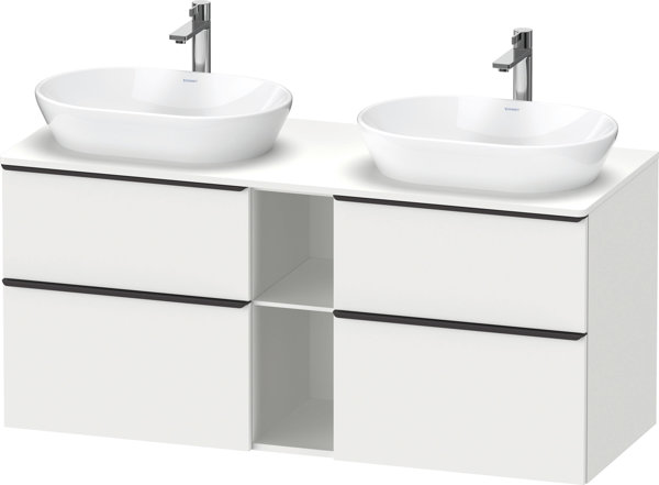 Duravit D-Neo, wall-mounted vanity unit (cut-out on both sides), width 1400 x depth 550mm, 4x drawers, 1x open compartment, with handle, DE4970B