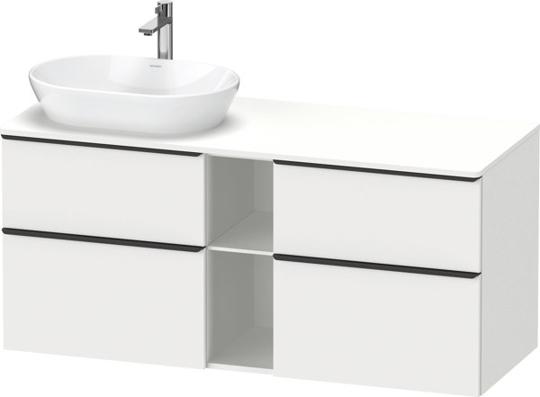 Duravit D-Neo, vanity unit wall-hung (cut-out left), width 1400 x depth 550mm, 4x drawers, 1x open compartment, with handle, DE4970L