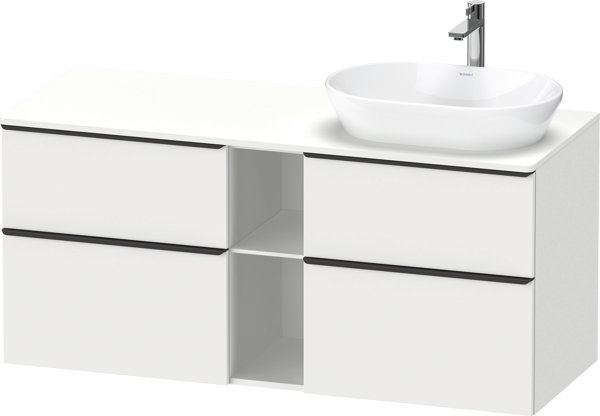 Duravit D-Neo, vanity unit wall-hung (cut-out right), width 1400 x depth 550mm, 4x drawers, 1x open compartment, with handle, DE4970R