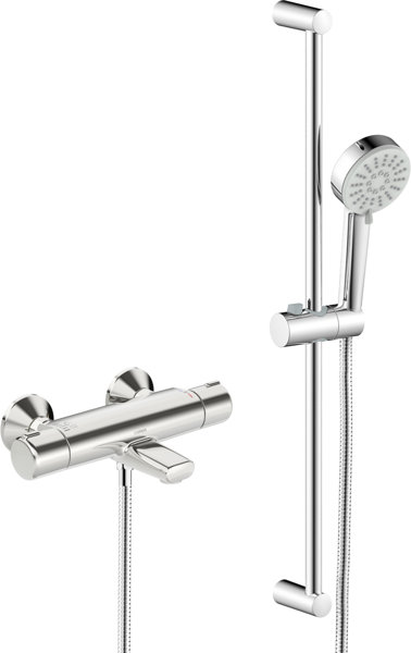 Hansa HANSABASIC bath and shower mixer with shower rod set, chrome, 55162131