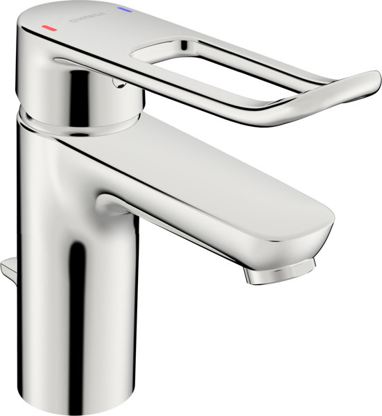 Hansa Hansaclinca basin mixer, projection 114 mm, with pull rod, lever 167 mm, chrome, 45012186