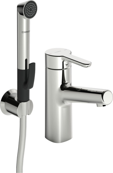 Hansa HANSADESIGNO Style basin mixer and hand shower, projection 119mm, 51702201