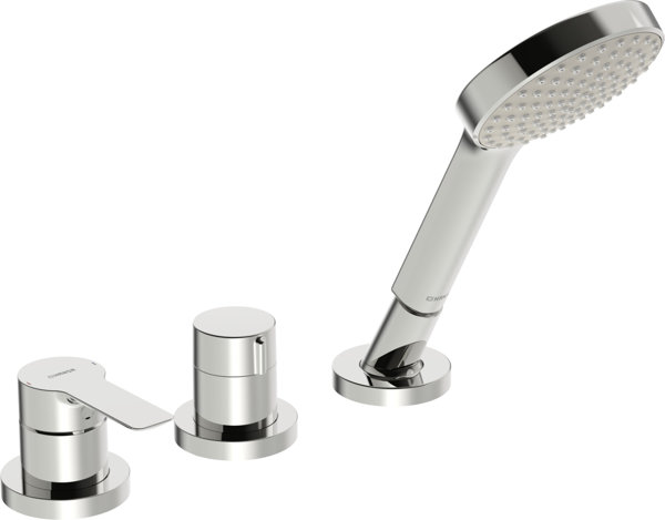 Hansa Hansaligna bath mixer, ready-mounted set, with safety device, round rosettes, 06439473