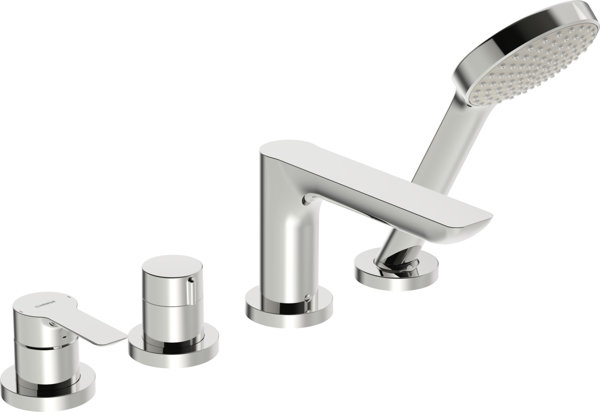 Hansa Hansaligna bath mixer, ready-mounted set, with safety device, round rosettes, projection: 160mm, 06442473