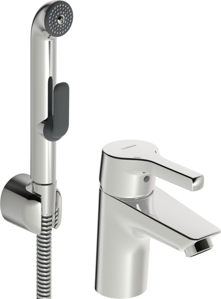 Hansa HANSAPALENO basin mixer with functional shower, chrome, 56402203