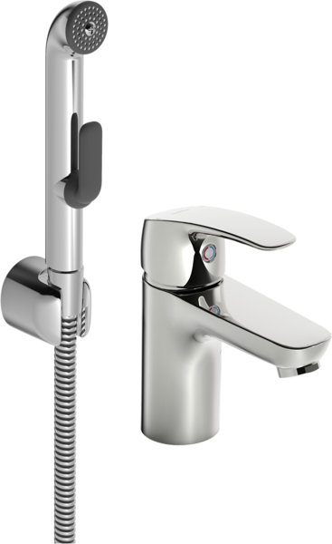 Hansa HANSAPINTO basin mixer, without pop-up waste, functional shower, projection 107 mm, 45052283