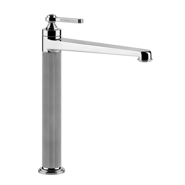 Gessi Venti20 single lever basin mixer, 208mm projection, with drain set, table mounting, high version, 65003