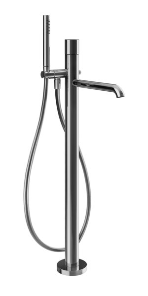 Gessi Habito finished installation set bath single lever mixer, anti-limestone hand shower, hose 1.50m, 2-way diverter to pull, floor mounting, UNITO, 70028