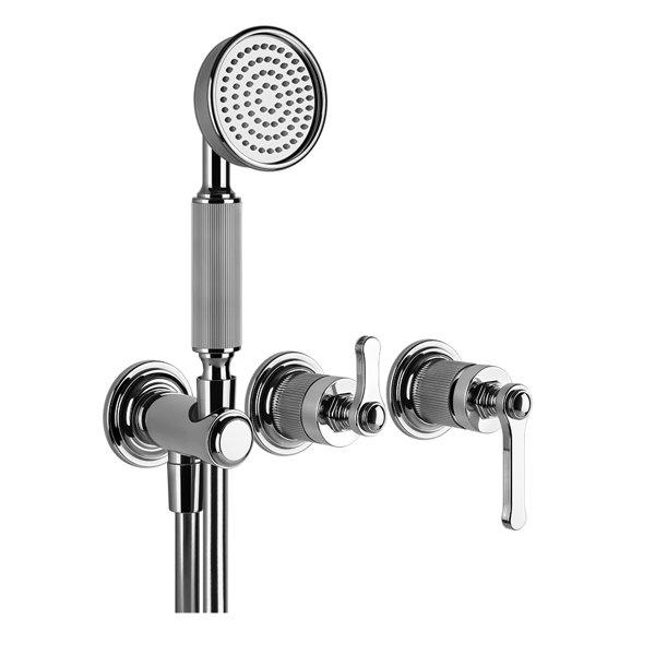 Gessi Venti20 finished installation set bath/shower single lever mixer, with wall connection elbow, 2-way diverter cartridge, wall mounting, 65036