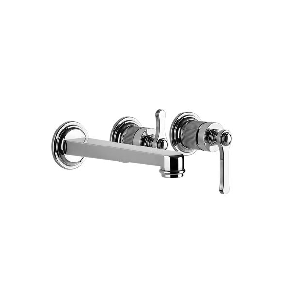 Gessi Venti20 finished installation set bath single lever mixer, with spout, 2-way diverter cartridge, 209mm projection, wall mounting, 65042