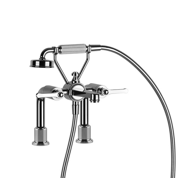 Gessi Venti20 2-hole bath mixer, with hose & hand shower, 2-way, projection 250mm, wall mounting...