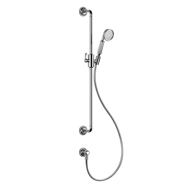 Gessi Venti20 shower bar with wall connection bend, curved bracket and swivel shower holder, wall mounting, 1-jet, 1/2 connection, 65142