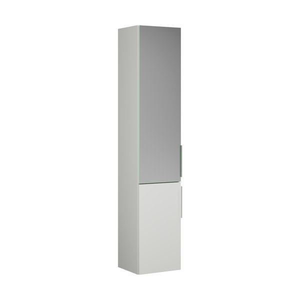 Burgbad Eqio tall cabinet with 2 doors, door hinge left, 1 door mirrored outside, 1760 x 350 mm