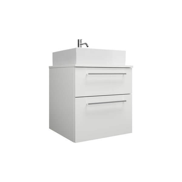 Burgbad Eqio ceramic countertop washbasin, square center, including vanity unit, width 600m, SGUP060