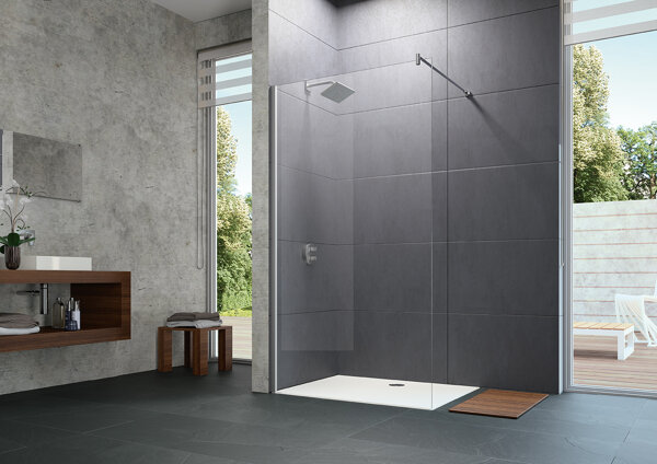 HÜPPE Design pure side panel, free-standing, left & right stop for shower tray 8P1180