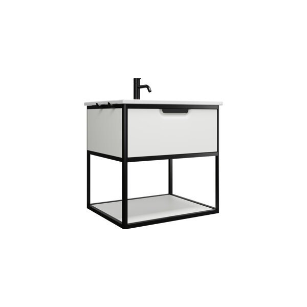 Burgbad Vry ceramic washbasin with vanity unit, open compartment, 630x600x496mm, SGUJ063