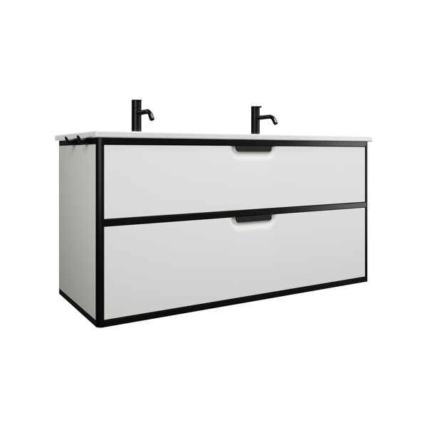 Burgbad Vry ceramic washbasin with vanity unit, 2 tap holes, 1230x600x496mm, SGUY123