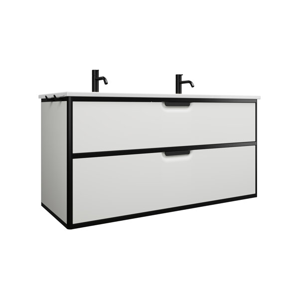 Burgbad Vry ceramic double washbasin with vanity unit, 1230x600x496mm, SGUZ123