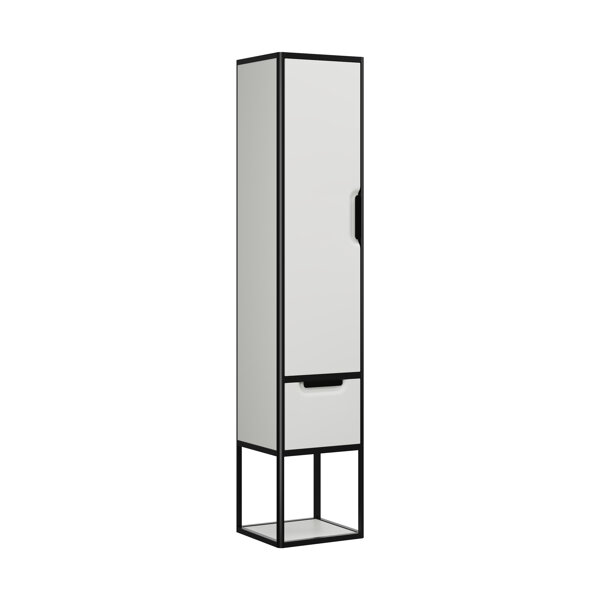 Burgbad Vry tall cabinet, 1 door, left hinge, 1 drawer, open compartment, width 360mm, SGWN035L