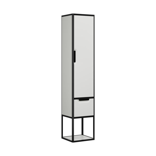 Burgbad Vry tall cabinet, 1 door, hinged right, 1 drawer, open compartment, width 360mm, SGWN035R