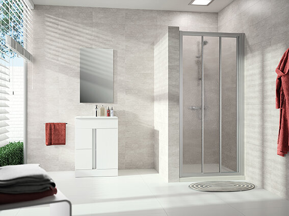 Hüppe Alpha 2 sliding door, 2-part, with fixed segment, 900x2000mm, fully framed, A22207