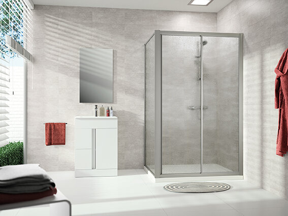 Hüppe Alpha 2 sliding door, 1-piece, with fixed segment, 1000x1900mm, fully framed, A22301