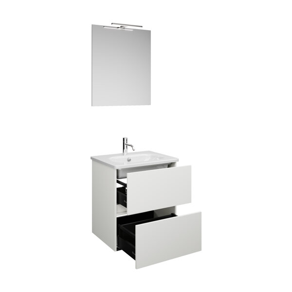 Burgbad Rocio set comprising mirror with LED light, washbasin and vanity unit, width 600mm, SGYP060